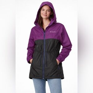 Vtg 90s Columbia | Packable Windbreaker Jacket Purple Black Colorblock | Size S